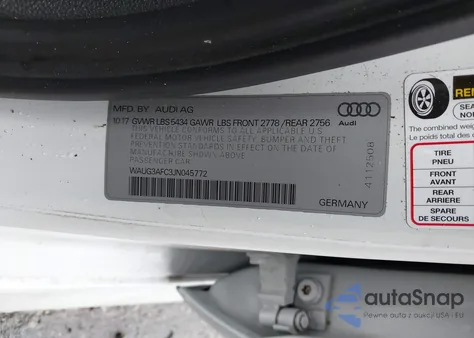 2018 Audi A6 3.0T Premium from USA, damaged, VIN WAUG3AFC3JN045772